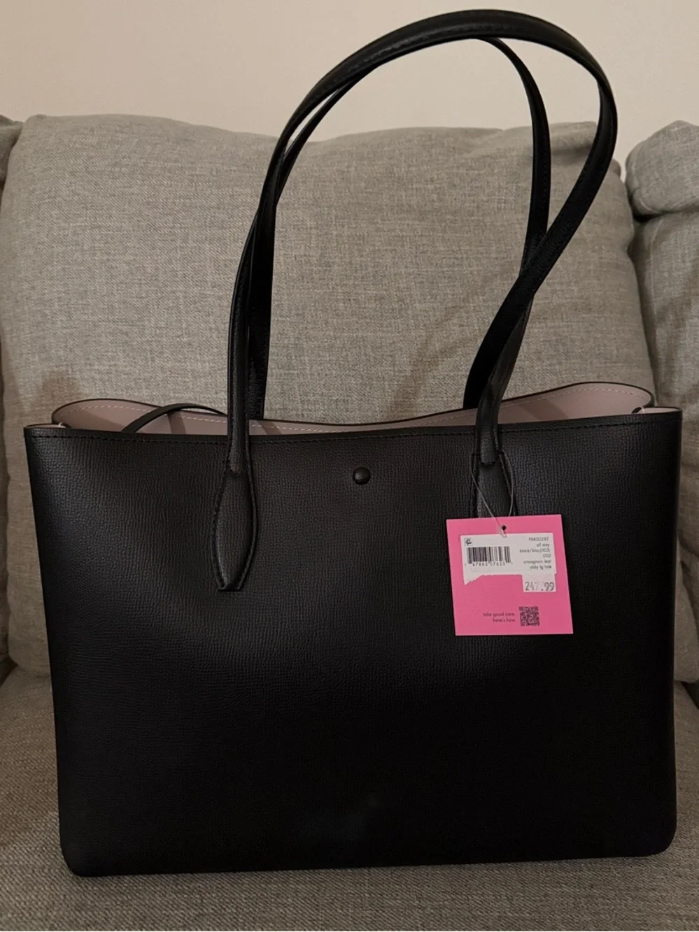 kate spade Black Tote with Light Pink Polka Dot Pouch